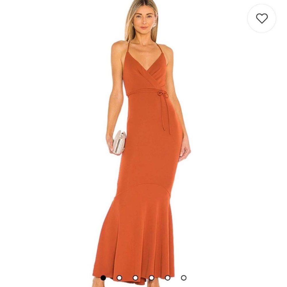 REVOLVE Rust Orange Maxi Wrap Slip Dress